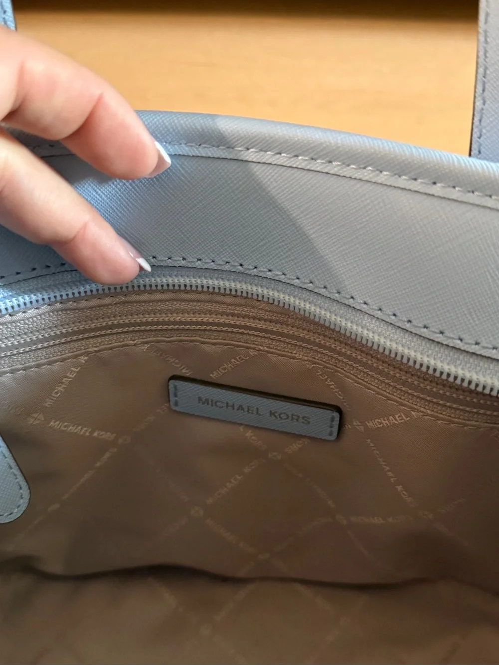 Michael Kors Light Blue Saffiano Crossbody Tote